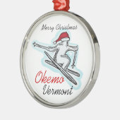 Okemo Vermont santa skier pet-versiering Metalen Ornament (Links)