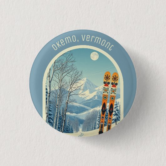 Okemo Vermont ski vakantie souvenir Ronde Button 3,2 Cm (Voorkant)