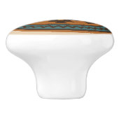 Oker Blauwgroen Zigzag Diamond Zapotec keramische  Keramische Knop (Zijkant)