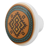 Oker Blauwgroen Zigzag Diamond Zapotec keramische  Keramische Knop (Rechts)