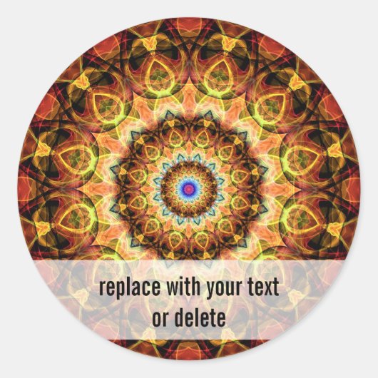 Oker Burned Glass caleidoscoop Ronde Sticker (Voorkant)