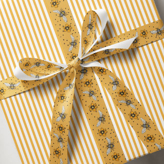 Oker Buzzing Bijen & Kosmos Bloemen Bloemen Grosgrain Lint