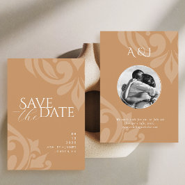 Oker Classic Damask Elegante Fotobruiloft Save The Date