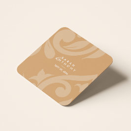 Oker Classic Script Damask Wedding Kartonnen Onderzetters