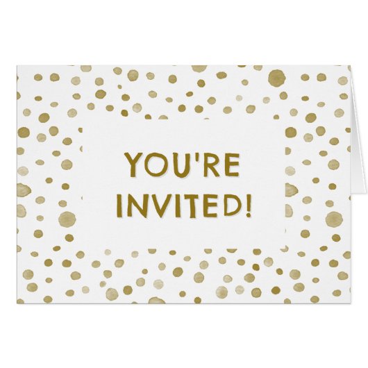 Oker Confetti Waterverf Stippen Verjaardag Uitnodi (Voorkant Horizontaal)