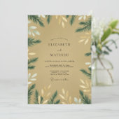 Oker Denne Loof Eucalyptus Bruiloft Kaart (Staand voorkant)