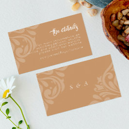 Oker Elegante Klassieke Damask Wedding Informatiekaartje