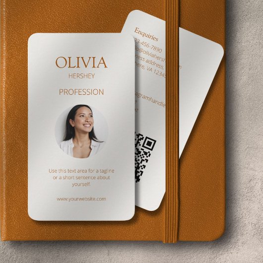 Oker en Ivoor Foto Sociale QR Code Visitekaartje