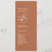 Oker en Ivoor Monogram Welkom Huwelijksprogramma Programmakaart (Voorkant)