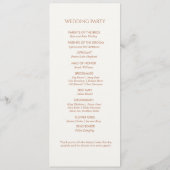 Oker en Ivoor Monogram Welkom Huwelijksprogramma Programmakaart (Achterkant)