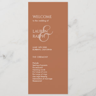 Oker en Ivoor Monogram Welkom Huwelijksprogramma Programmakaart