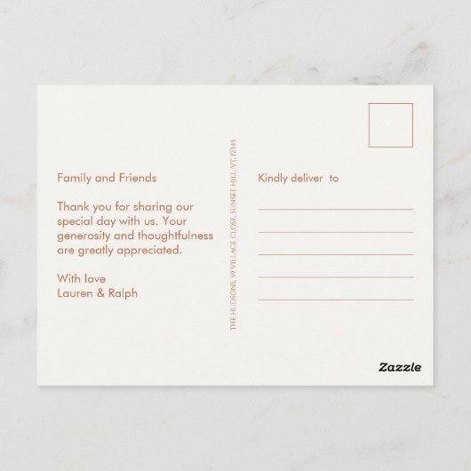 Oker en Ivory Non-Photo Dank u Briefkaart (Achterkant)