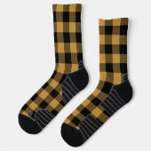 Oker en Zwarte Buffalo Plaid Sokken (Links)