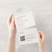Oker Ivoor Monogram QR Alles in Een Bruiloft Uitno All In One Uitnodiging (Afscheurbaar)