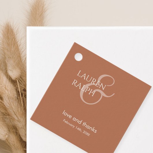 Oker & Ivoor Paar Monogram Dank u Bedankjes Labels