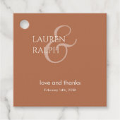 Oker & Ivoor Paar Monogram Dank u Bedankjes Labels (Voorkant)