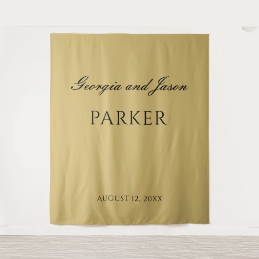 Oker moderne elegante bruiloft achtergrond wandkleed (Voorkant)