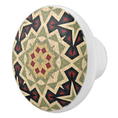 Oker Mosterd Geel Olijfgroen Zwart Tribal Art Keramische Knop (Rechts)