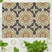 Oker Mosterd Geel Olijfgroen Zwart Tribal Art Theedoek (Gevouwen)