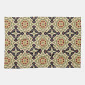 Oker Mosterd Geel Olijfgroen Zwart Tribal Art Theedoek (Horizontaal)