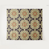 Oker Mosterd Geel Olijfgroen Zwart Tribal Art Wandkleed (Voorkant (horizontaal))