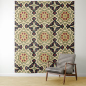 Oker Mosterd Geel Olijfgroen Zwart Tribal Art Wandkleed (In situ)