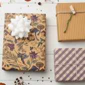 Oker Oranje kolibrie heks, gingham & strepen Inpakpapier Vel