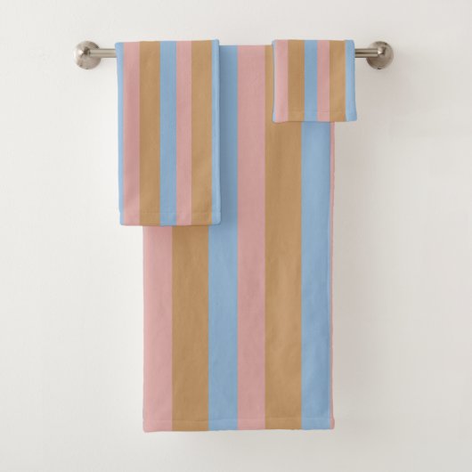 Oker, Roze & Blauwe Strepen Bad Handdoek (Insitu)