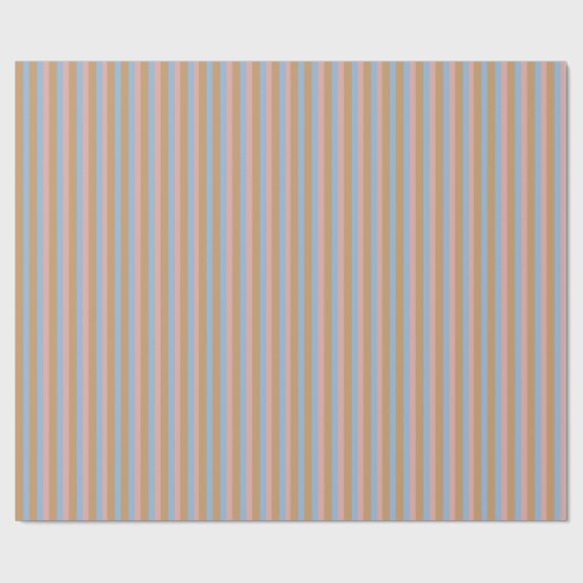 Oker, Roze & Blauwe Strepen  Cadeaupapier (Vlak)