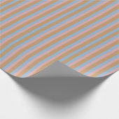 Oker, Roze & Blauwe Strepen  Cadeaupapier (Hoek)