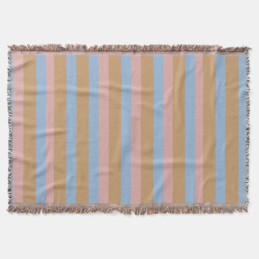 Oker, Roze & Blauwe Strepen  Deken (Voorkant)