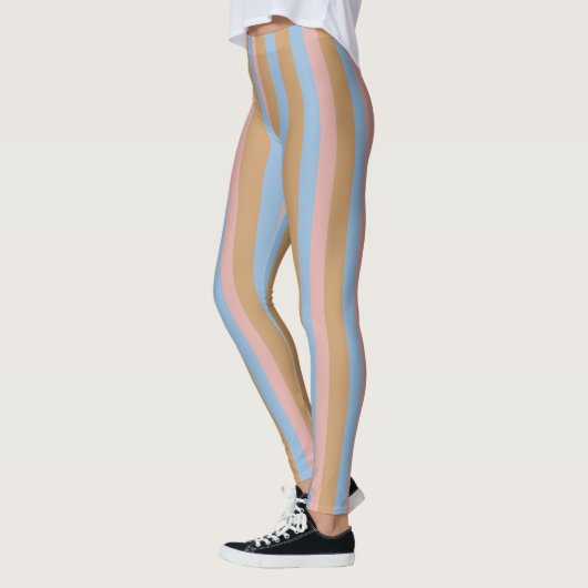 Oker, Roze & Blauwe Strepen  Leggings (Links)