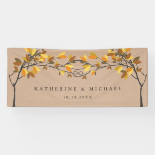 Okerbruine Knoop Liefdes Bomen Herfst Trouwdag Spandoek
