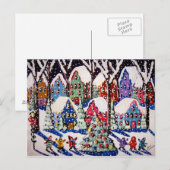 O'Kerstboom Carolers Winter Folk Art Briefkaart (Voorkant / Achterkant)
