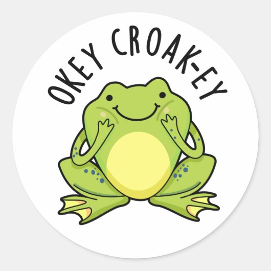 Okey Croak-ey Grappige Kikker Pun Ronde Sticker (Voorkant)