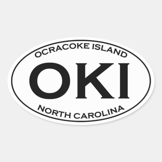 OKI - Ocracoke Island Oval Logo Ovale Sticker (Voorkant)