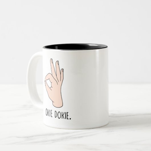 Okie Doke Tweekleurige Koffiemok (Voorkant links)