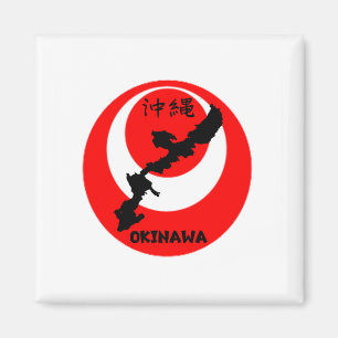 Okinawa Flag en Map Magnet