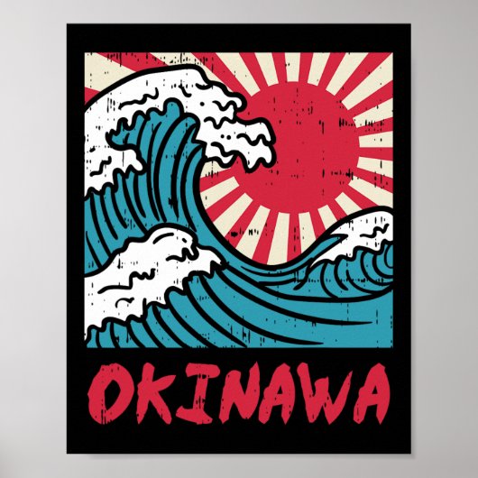Okinawa Great Wave Kanigawa Japan Poster (Voorkant)
