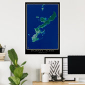 Okinawa Island Japan Satellite Poster Map (Thuiskantoor)