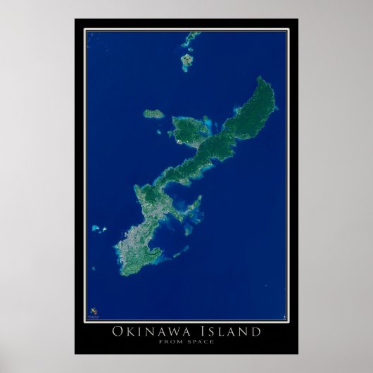 Okinawa Island Japan Satellite Poster Map (Voorkant)