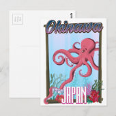 Okinawa Japan Inktvis reisposter Briefkaart (Voorkant / Achterkant)