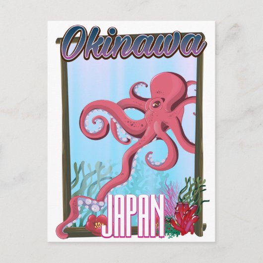 Okinawa Japan Inktvis reisposter Briefkaart (Voorkant)