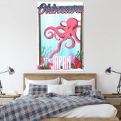 Okinawa Japan Inktvis reisposter Canvas Afdruk (Insitu (Slaapkamer))