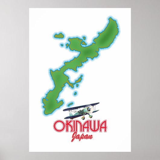 Okinawa Japan reis kaart Poster (Voorkant)