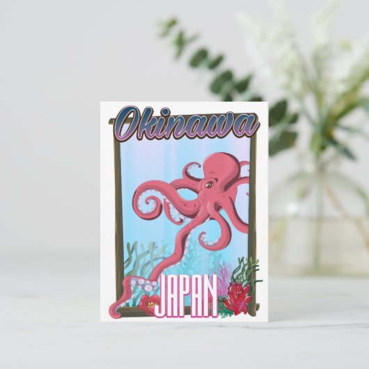 Okinawa Japan Squid reisposter Briefkaart (Staand voorkant)