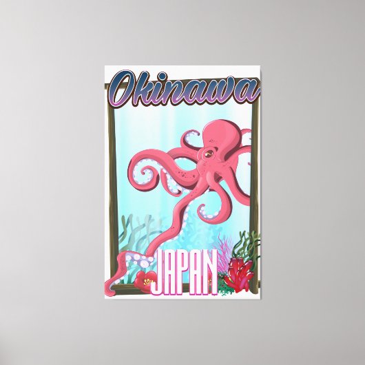 Okinawa Japan Squid reisposter Canvas Afdruk (Voorkant)