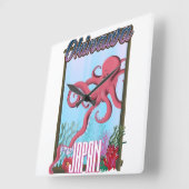 Okinawa Japan Squid reisposter Vierkante Klok (Hoek)