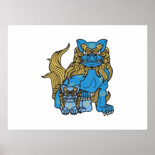 Okinawa Japan Uchinanchu Shisa Dog Ryukyu Island Poster (Voorkant)