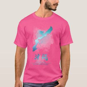 Okinawa Japan Waterverf Map Art T-shirt